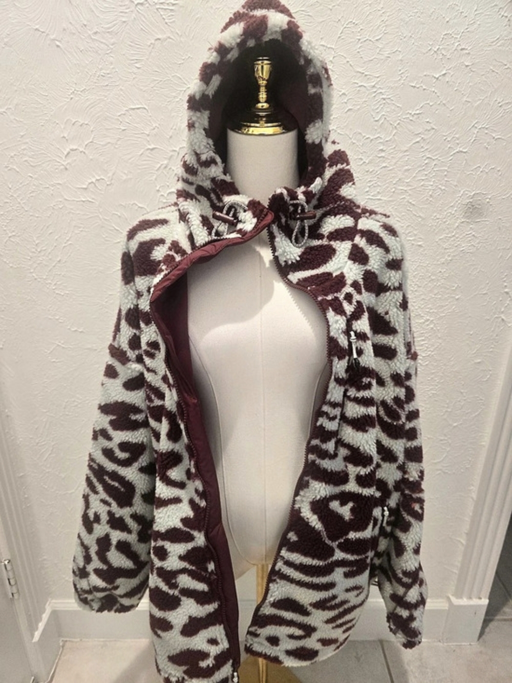 adidas x Stella McCartney Jacquard Fleece Jacket Burgundy Size L